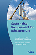 blue cover with crane entitled Sustainable Procurement for Infrastructure